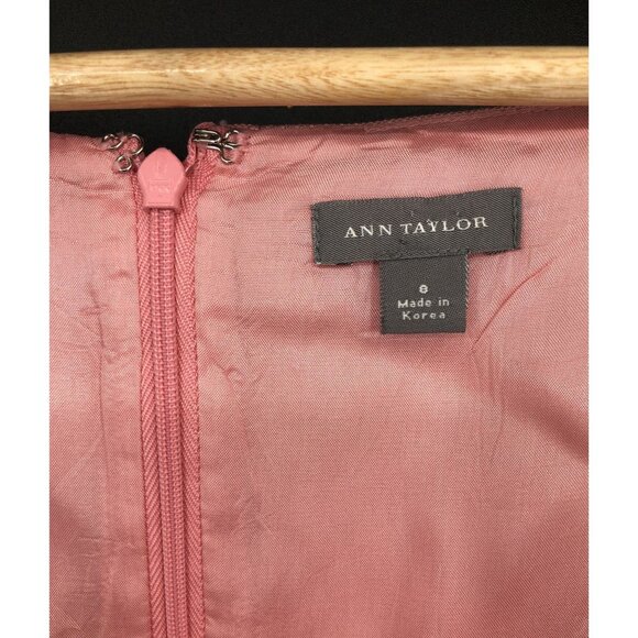 Ann Taylor Women Petal Pink Silk Sleeveless Dress Size 8 Tie Waist Wedding Guest - Picture 3 of 8